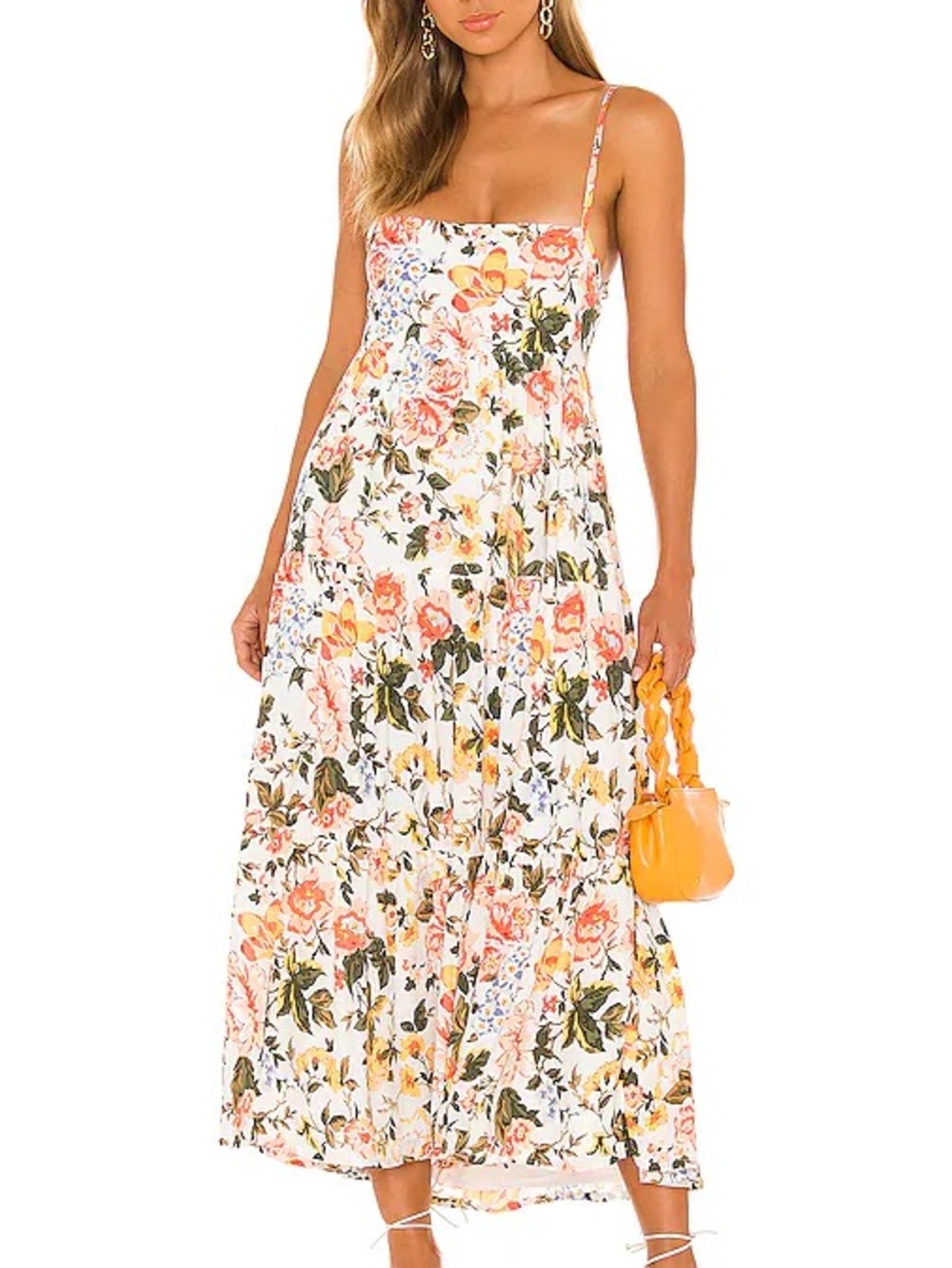 Faithfull the Brand Corvina Teatro Floral Print Linen Blend Midi Dress Small NWT